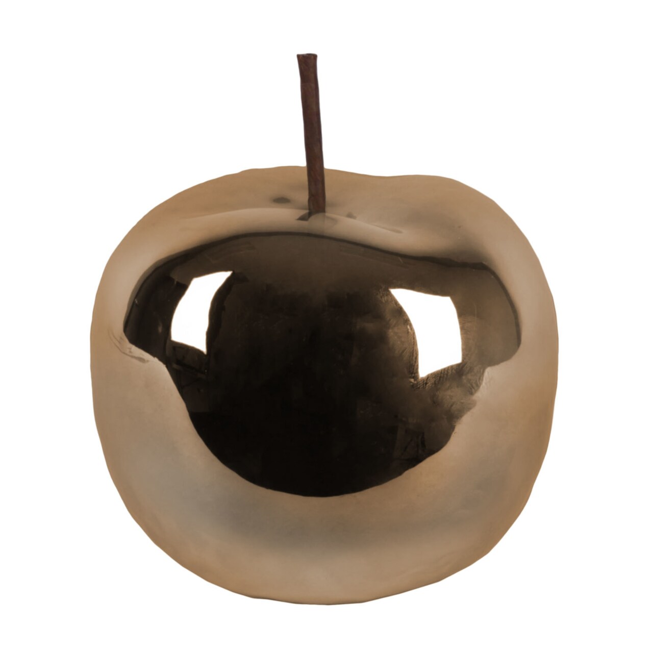 Urban Trends Collection Ceramic Apple Figurine with Stem Large Polished Chrome Finish Bronze